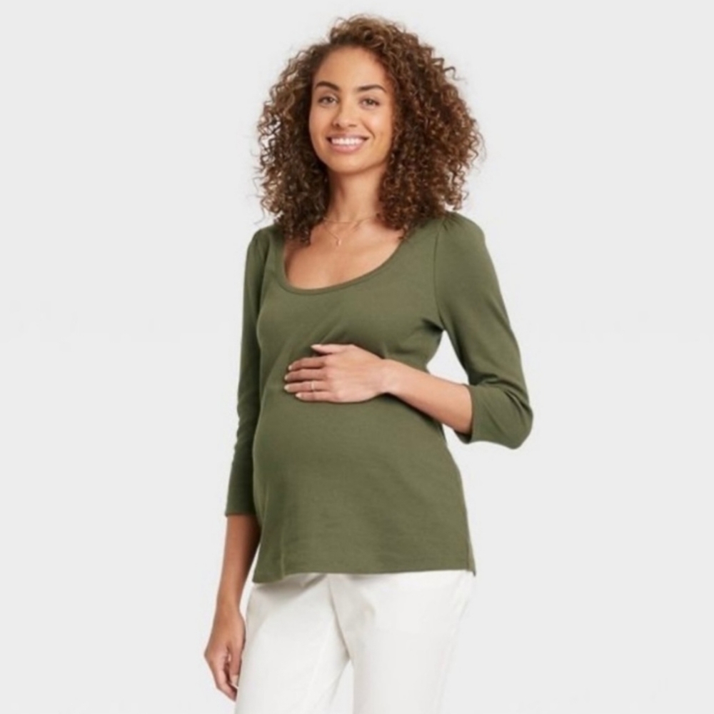 The Nines by Hatch Olive Ribbed Top